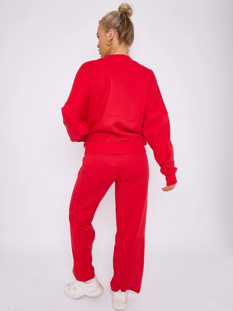 Women Bomber Oversize Baggy 2 Piece Lounge Wear Casual Set Ladies Suit Tracksuit